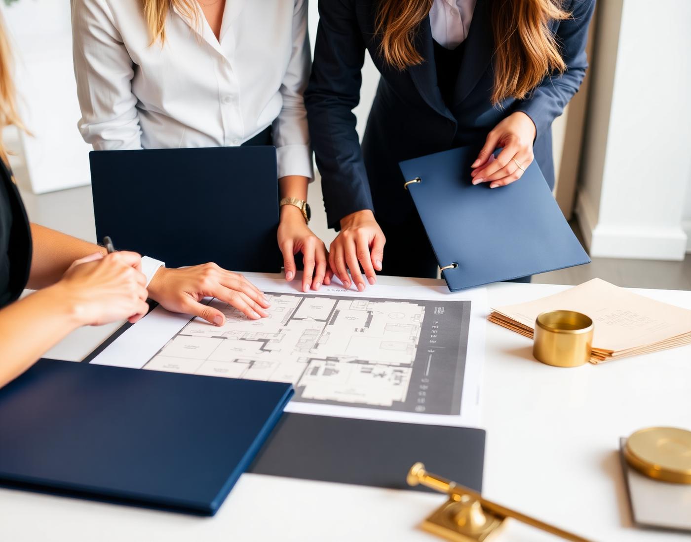 Event planners reviewing venue plans